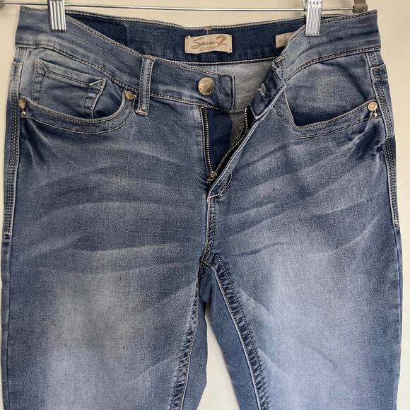 SEVEN 7 Girlfriend Capri Womens Jeans Sz 6 Medium Wash Midrise Denim Straight - Picture 3 of 10